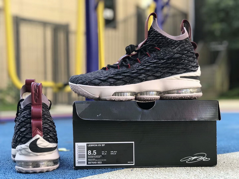 Authentic Nike LeBron 15 Black-Black-Taupe Grey